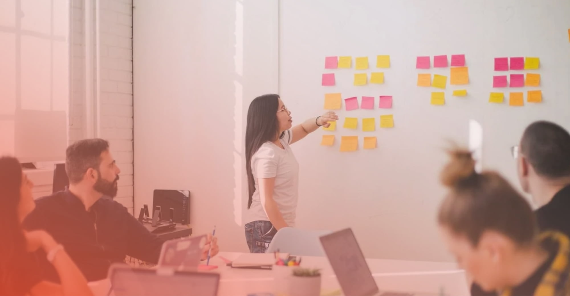 young woman categorizing data