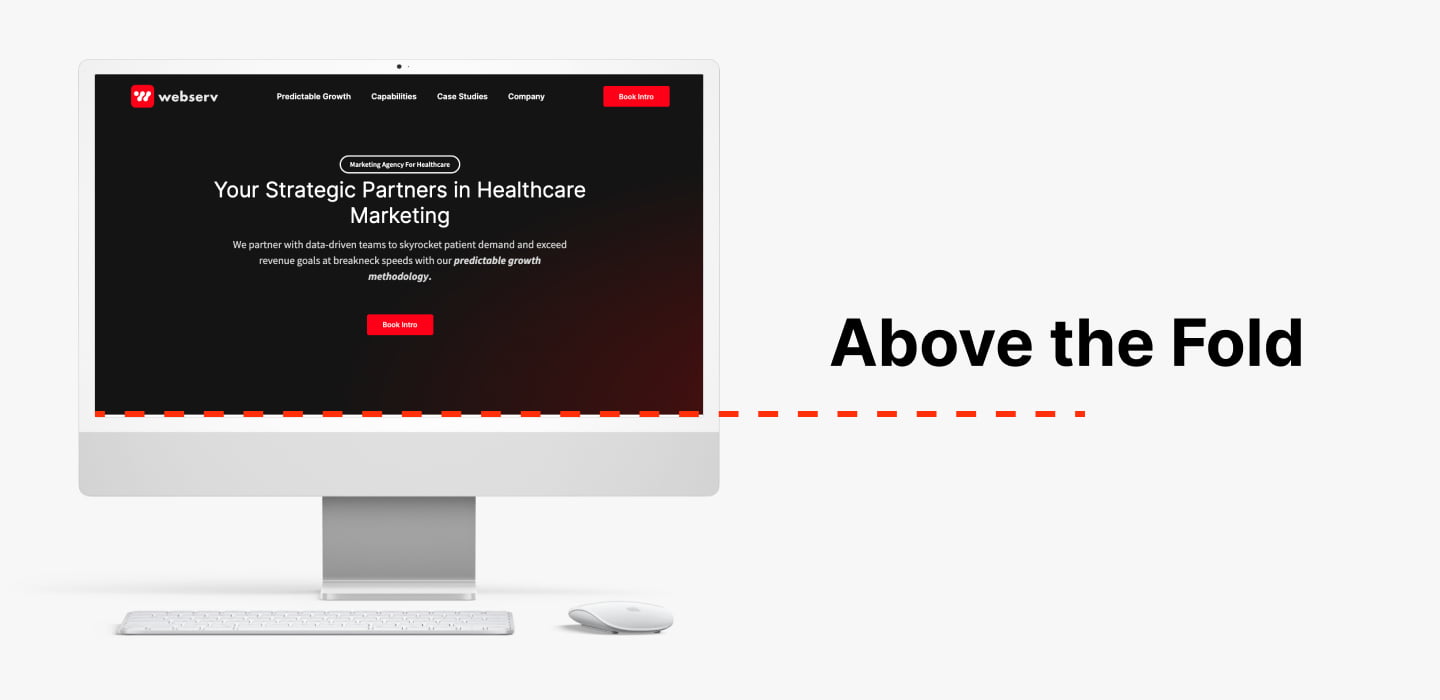 graphic showing what above the fold is by looking at webserv's website