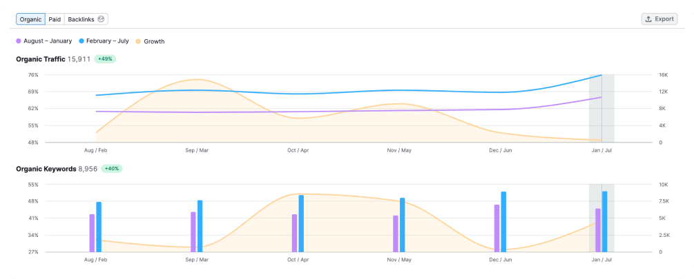 showcasing the reporting for aesthetics seo. Reporting appearance will be different for each account.