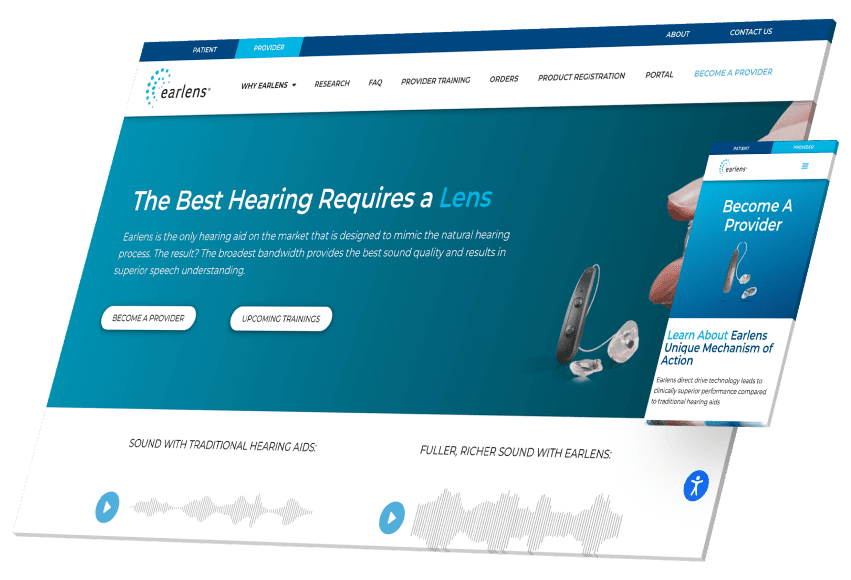 featured medical device website earlens