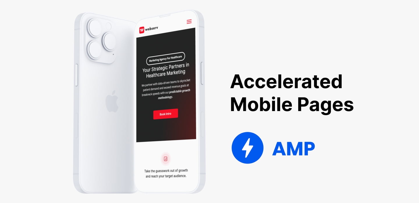 graphic displaying webserv's website as an accelerated mobile page