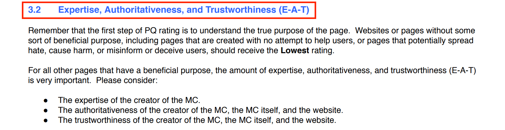 2019 EAT Principle Google's Quality Rating Guidelines