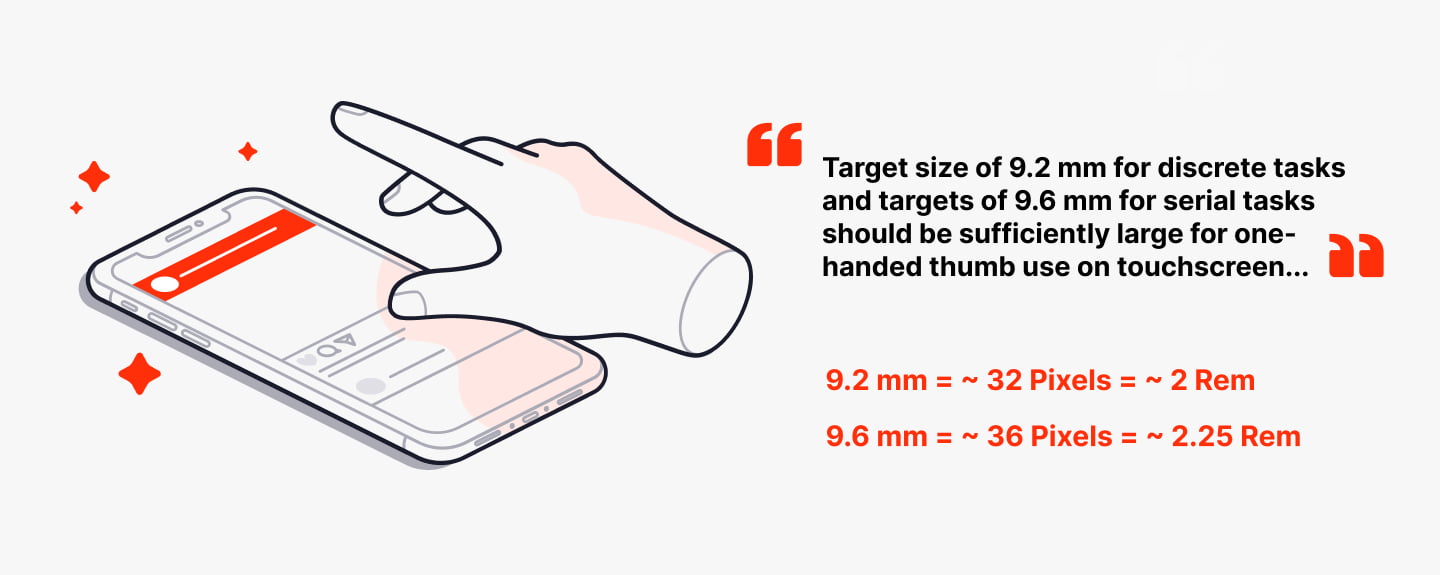 Target button size for one-handed touchscreen handhelds - healthcare mobile design