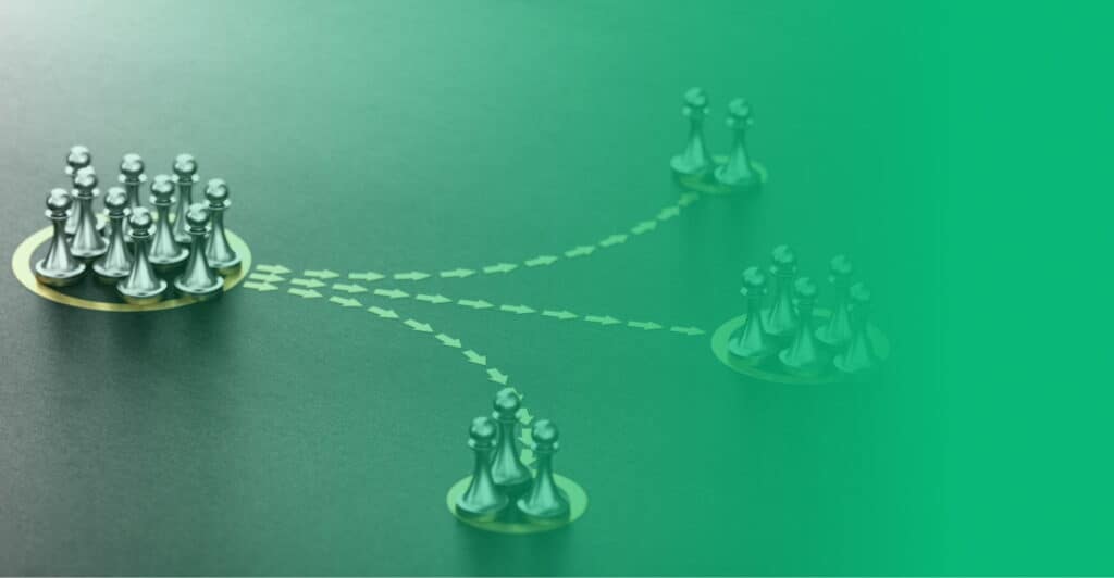 Displaying targeting and audience segmentation using game pieces.