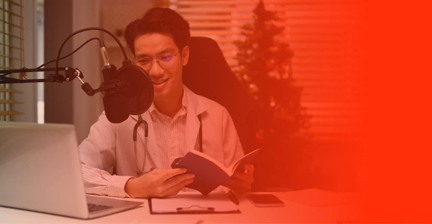 doctor hosting a medical podcast