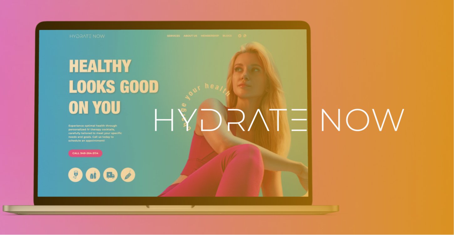 Hydrate now website on a laptop screen