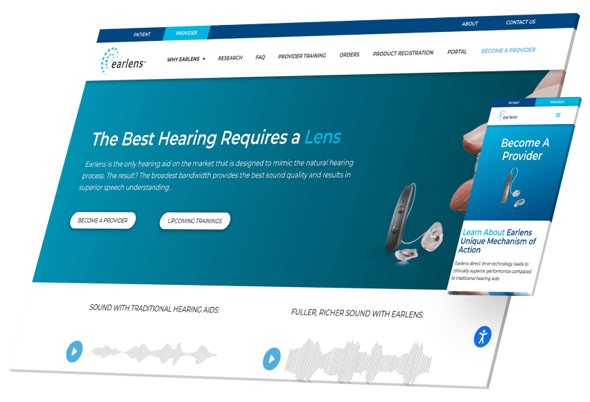 featured medical device website earlens