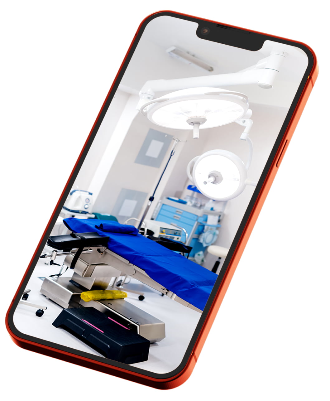 iphone showcasing medical device in surgery room