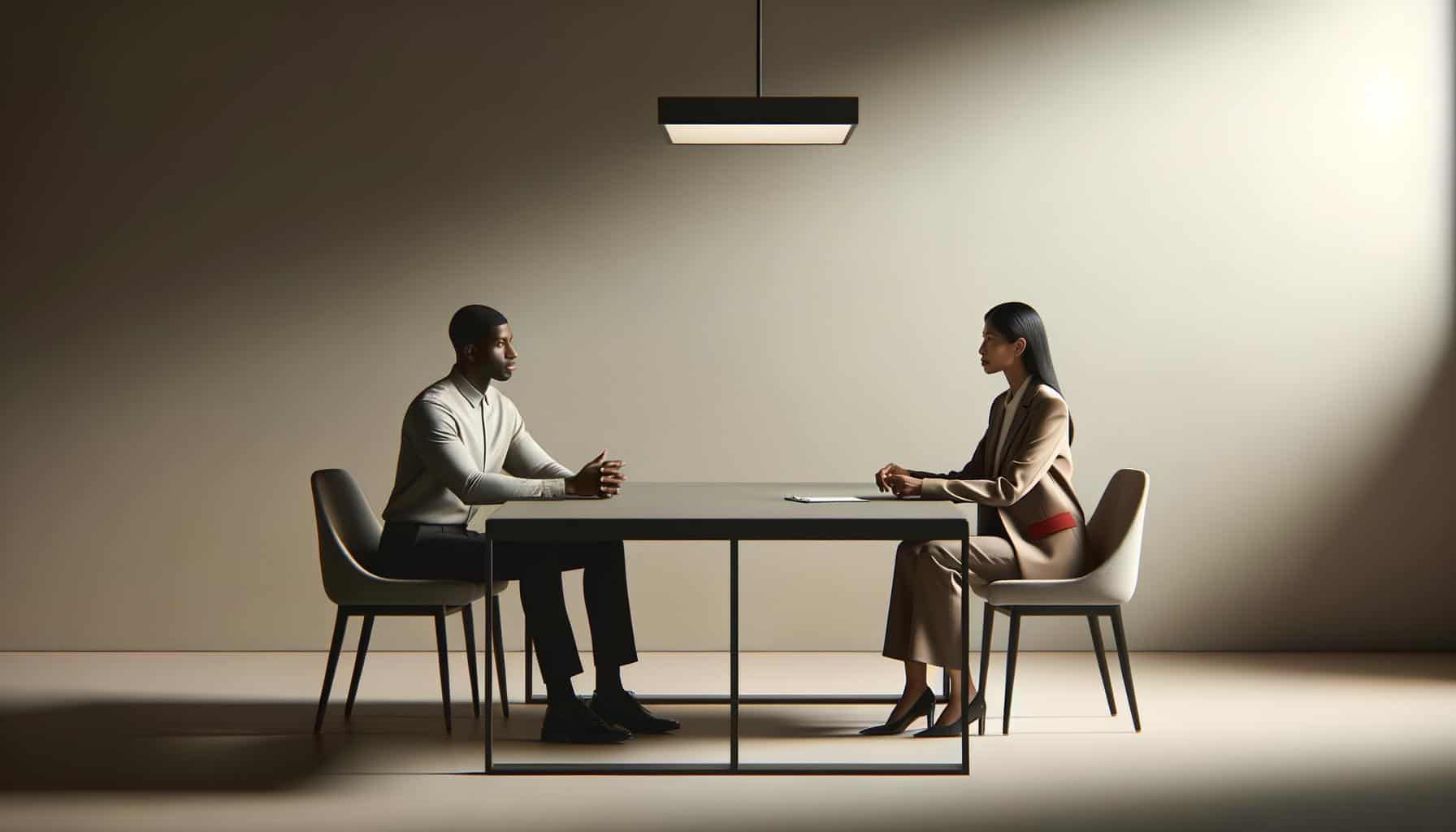 Two professionals discussing in a modern office space about starting a rehab center.