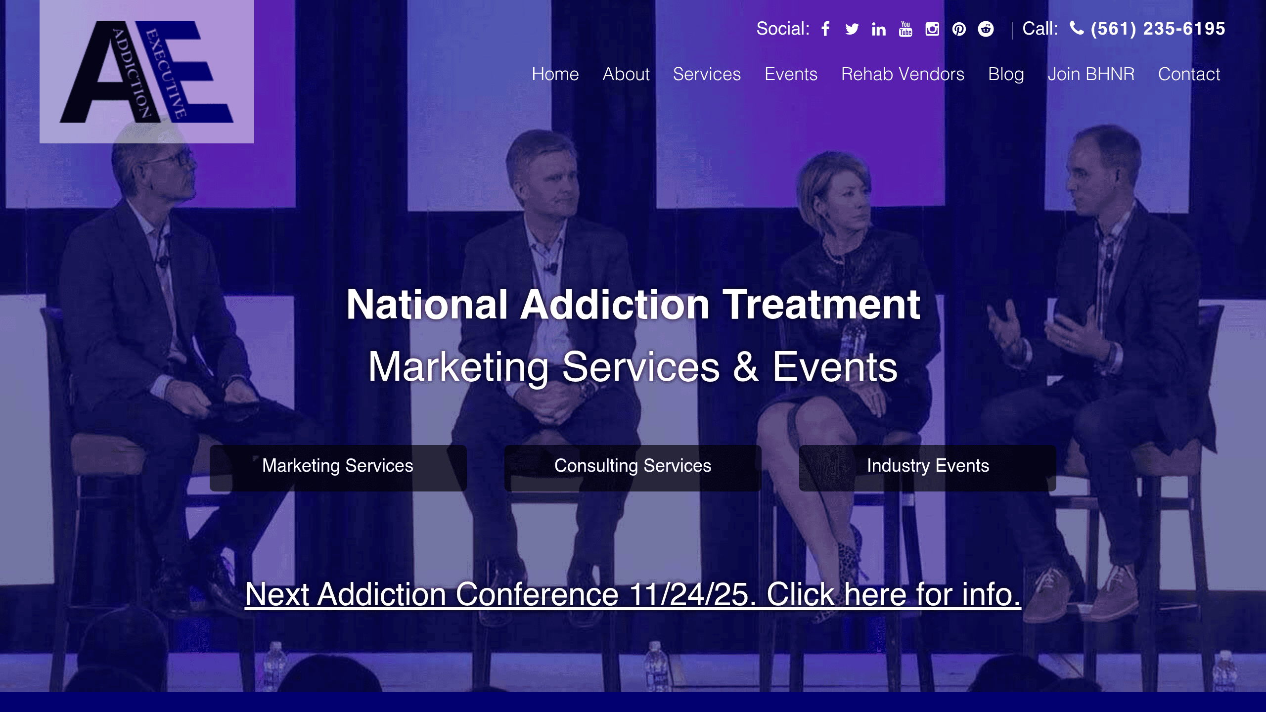 Homepage screenshot of Behavioral Health Network Resources (BHNR). Based in US. BHNR is a LinkedIn-specialist agency for the addiction treatment industry.