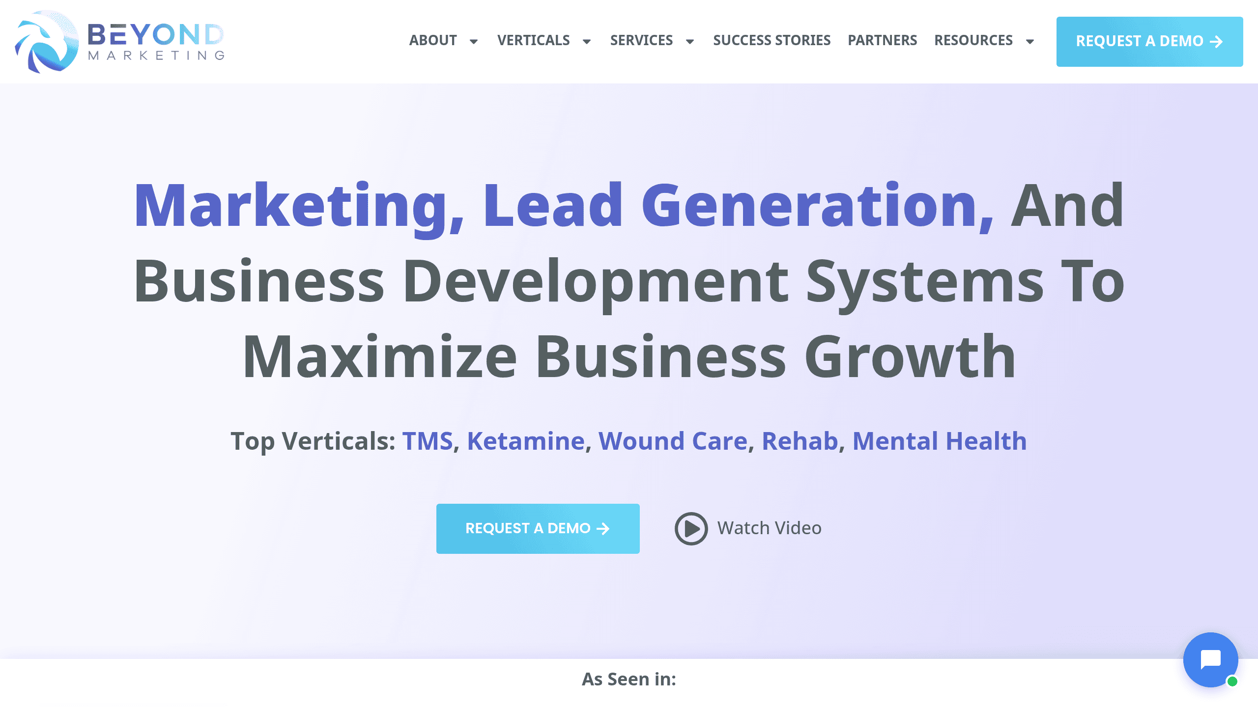 Homepage screenshot of Beyond Marketing. Based in US. Beyond Marketing offers a managed paid social and search service for recovery centers.