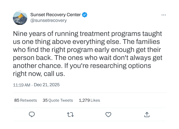 mock x twitter post from a mock rehab