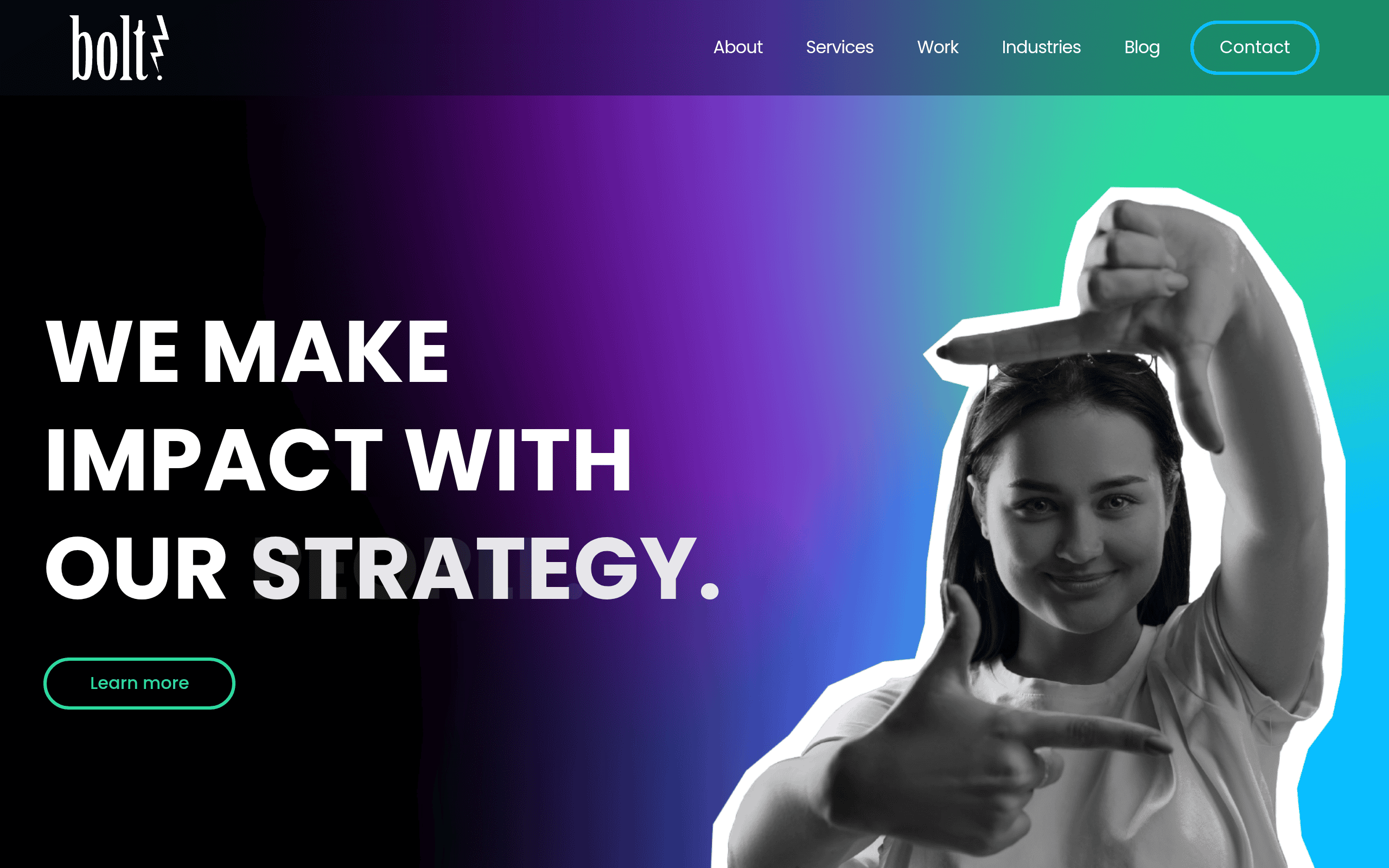 Bolt PR homepage screenshot. Senior-led ROI-focused healthcare PR firm emphasizing compliance-aware storytelling.