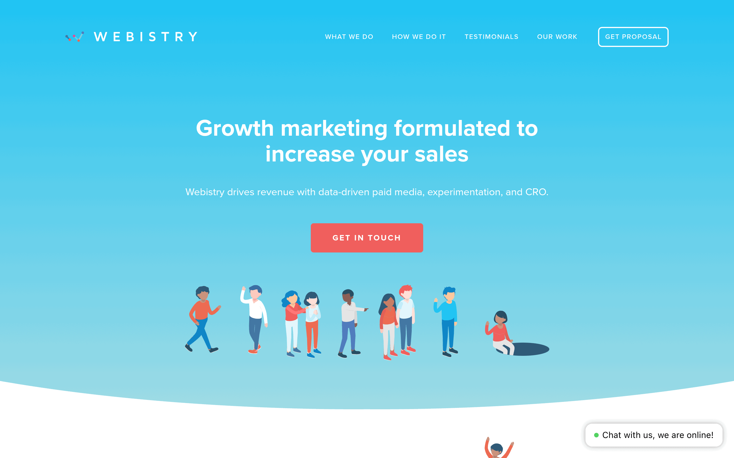 Webistry homepage screenshot. Canadian paid media and landing page agency providing PPC, paid social, and landing page services.