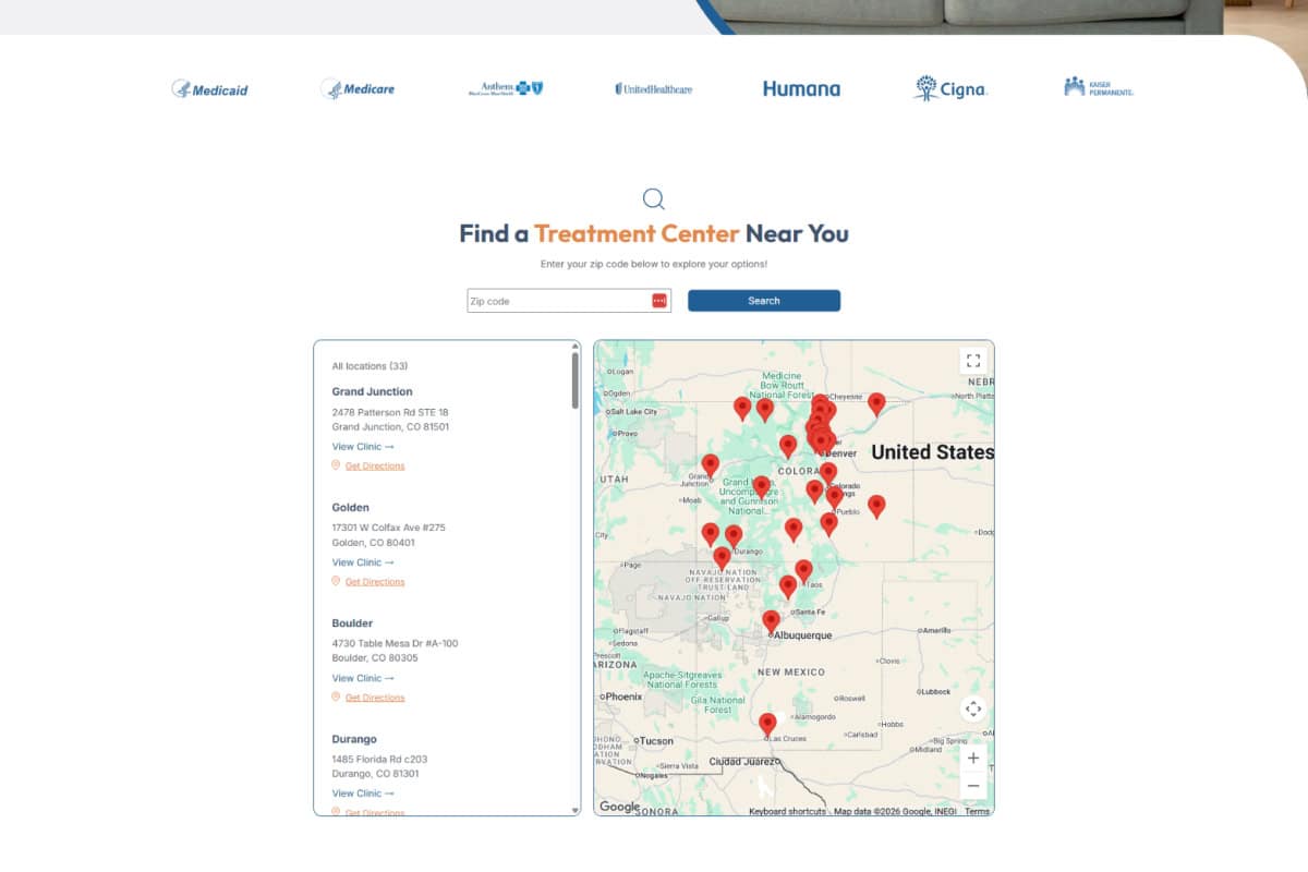 Porch Light Health clinic finder map