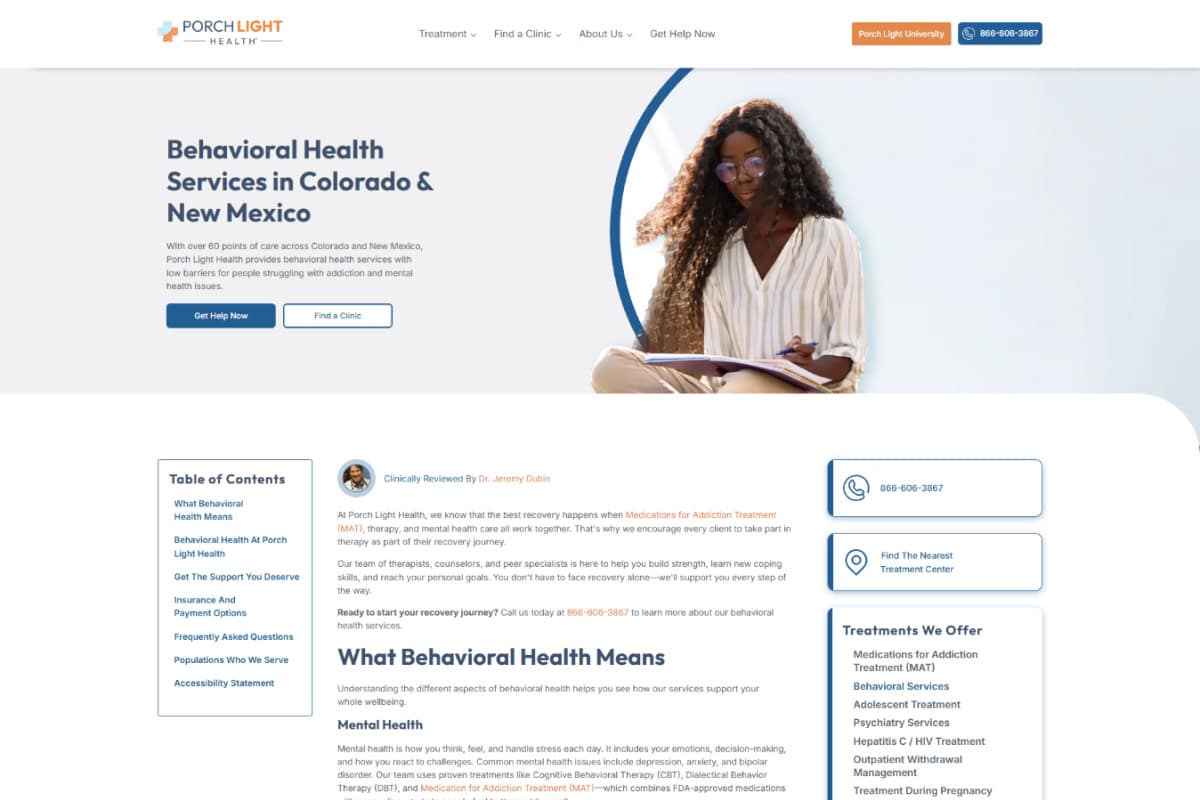 Behavioral Health Services page